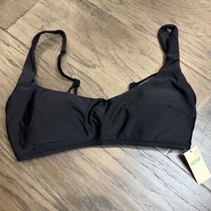 Aerie Black Bikini Top Padded Swimsuit Adjustable Straps Size M NWT